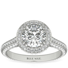 Heirloom Halo Micropavé Diamond Engagement Ring in Platinum